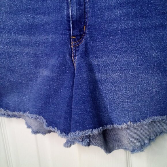 Signature Levi Strauss Shorts Women 14 Heritage High Rise Raw Hem Denim Blue - Picture 5 of 14